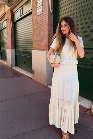 Soft Knit High-Waist Tiered Long Skirt