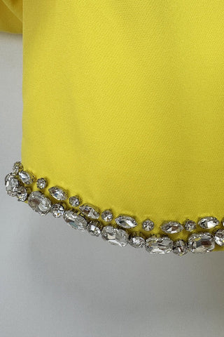 Puff Sleeve Cropped Top & High-Waist Long Skirt Set with Jeweled Details