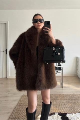Luxe Chocolate Faux Fur Statement Jacket