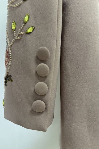 Floral Embroidered Tailored Blazer and Wide-Leg Pants Set – Long Sleeve Formal Suit