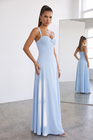 Ruched Sweetheart Corset Long Dress – Lace-Up Back Evening Dress
