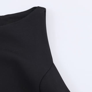 Sleeveless Structured Crepe A-Line Mini Dress with Contrast Bow Design