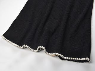 Contrast Trim Peplum Knit Top & Long Skirt Set