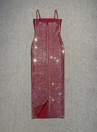 Crystal Bandage Long Dress – Spaghetti Straps, Body-Hugging Fit
