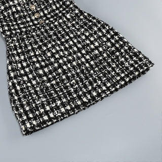 Tweed Halter Neck Button Mini Dress