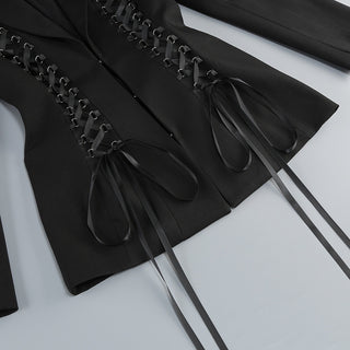 Tailored Structured Blazer with Lace-Up Corset Design