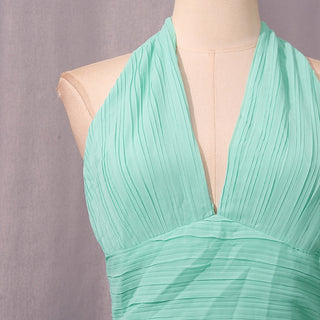 Pleated Halter Chiffon Long Dress