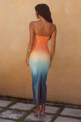 Sequin Ombre Starfish Detail Maxi Dress