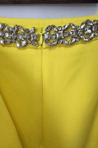 Puff Sleeve Cropped Top & High-Waist Long Skirt Set with Jeweled Details