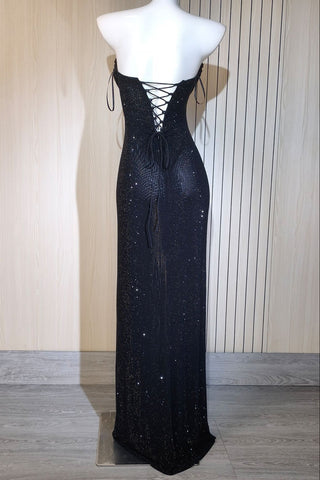 Sparkling Strapless Rhinestone Mermaid Evening Gown
