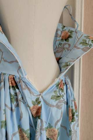 Vintage Garden Inspired Floral Corset Maxi Dress