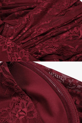 One-Shoulder Lace Long Dress with Sculpted Corset Fit