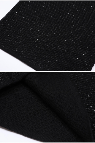 Knitted Sequin Floral Embellished Cardigan and High-Waist Pencil Skirt Set