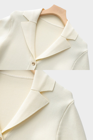 Button-Front Long Sleeve Knit Dress with Pleated Skirt