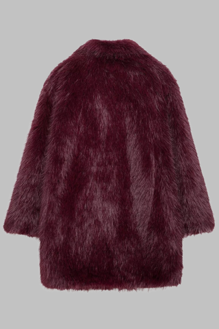 Luxury Faux Fur Long Coat with Wide Lapel Collar