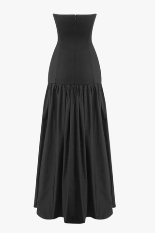 Corset Bodice Long Dress with Structured Fit & Flared Skirt