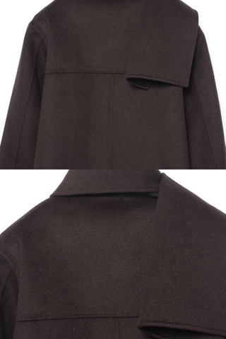 Cozy Wool-Blend Scarf Collar Coat – Long Sleeve, Minimalist Design