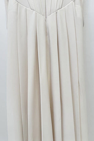 Crystal Embellished Corset Halter Neck Draped Crepe Long Dress