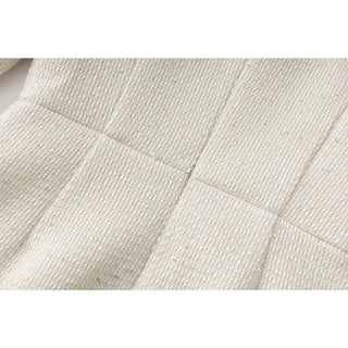 Pearl Trim Tweed Long Sleeve Square Neck Dress