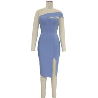 Asymmetric Off-Shoulder Bodycon Midi Dress