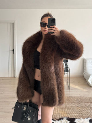 Luxe Chocolate Faux Fur Statement Jacket