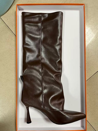 Pointed Toe Knee-High Stiletto Heel Boots