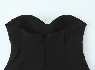 Strapless Corset-Style Mini Dress with Floral Appliqué Detail
