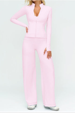 3-Piece Women’s Yoga Set – Cropped Tank, Zip Jacket & Wide-Leg Pants Activewear Set