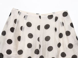 Elegant Polka Dot Halter Top & High-Waisted Shorts Linen Blend Set