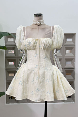 Blossom Charm Puff Sleeve Mini Dress