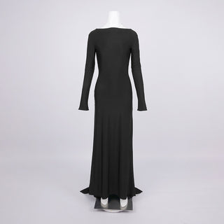 Stretch Jersey Open-Back Draped Long Dress