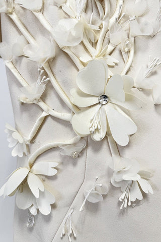 Floral Appliqué Mini Dress – Short Sleeve with Structured Fit