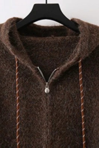 Cozy Fuzzy Knit Hoodie & Wide-Leg Pants Set - Soft Two-Piece Loungewear