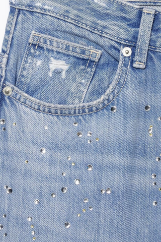 Wide-Leg Rhinestone Denim Pants