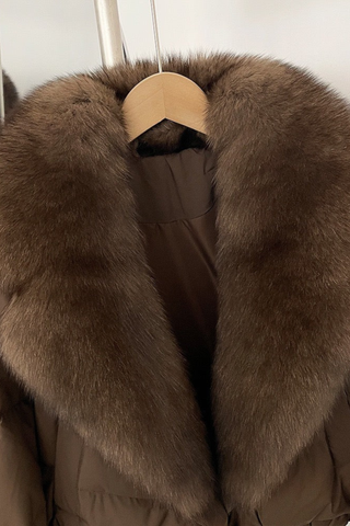 Cropped Puffer Jacket with Faux Fur Collar