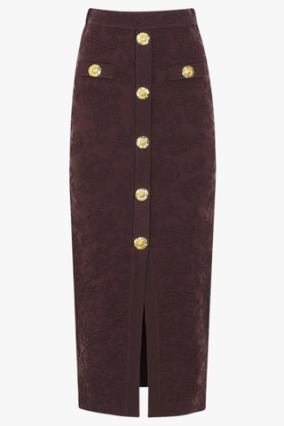 Textured Knit Button Cardigan & Midi Skirt Set