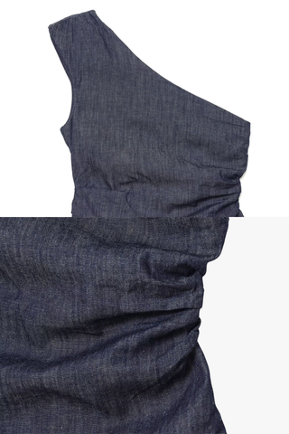 Draped One-Shoulder Top with Wide-Leg Pants Set