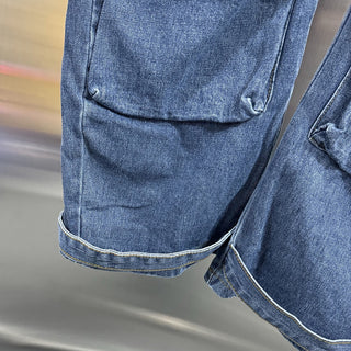 Multi-Pocket Wide Leg Cargo Jeans
