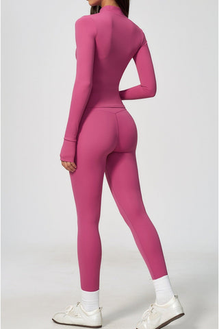 Zip-Up Active Jacket, Bandeau Top & High-Waist Leggings Set