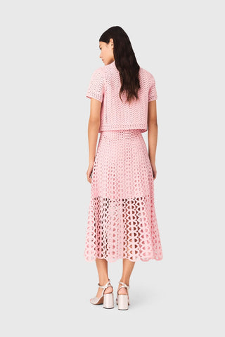Crochet Button-Up Shirt with Rhinestone Details