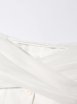 Off-Shoulder Tulle Draped Blazer Dress