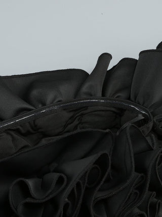 Off-Shoulder Ruffle Mesh-Sleeve Bodycon Mini Dress