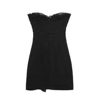 DALI STRAPLESS PLEATED BLACK MINI DRESS