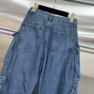 Multi-Pocket Wide Leg Cargo Jeans