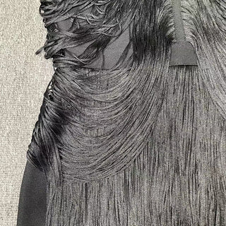 Fringe Halter Neck Bandage Long Evening Dress