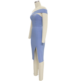 Asymmetric Off-Shoulder Bodycon Midi Dress