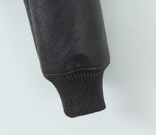 Cropped Faux Leather Bomber Jacket with Zip Detail