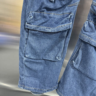 Multi-Pocket Wide Leg Cargo Jeans