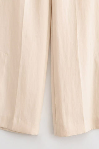Asymmetric Fringe Halter Top & Wide-Leg Pants Set