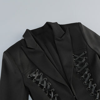 Tailored Structured Blazer with Lace-Up Corset Design